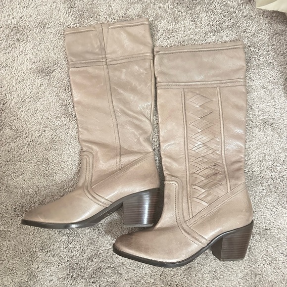 NWOB Gray Fossil Felecia Leather Woven Western Cowboy boots size 10 - Picture 3 of 8